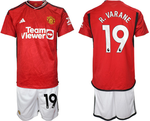 Manchester United home 19# R.VARANE 2023-24 suit soccer jerseys