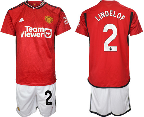 Manchester United home 2# LINDELOF 2023-24 suit soccer jerseys