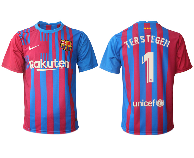 Men 2021-2022 Club Barcelona home aaa version red 1 TERSTEGEN Nike Soccer Jerseys