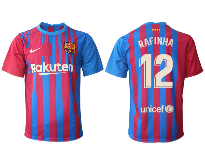 Men 2021-2022 Club Barcelona home aaa version red 12 RAFINHA Nike Soccer Jerseys