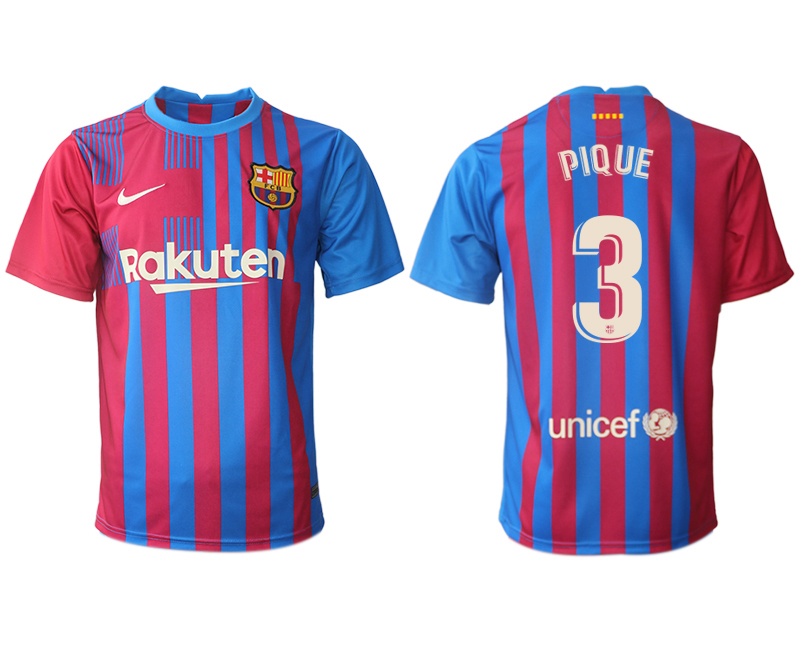 Men 2021-2022 Club Barcelona home aaa version red 3 PIQUE Nike Soccer Jerseys