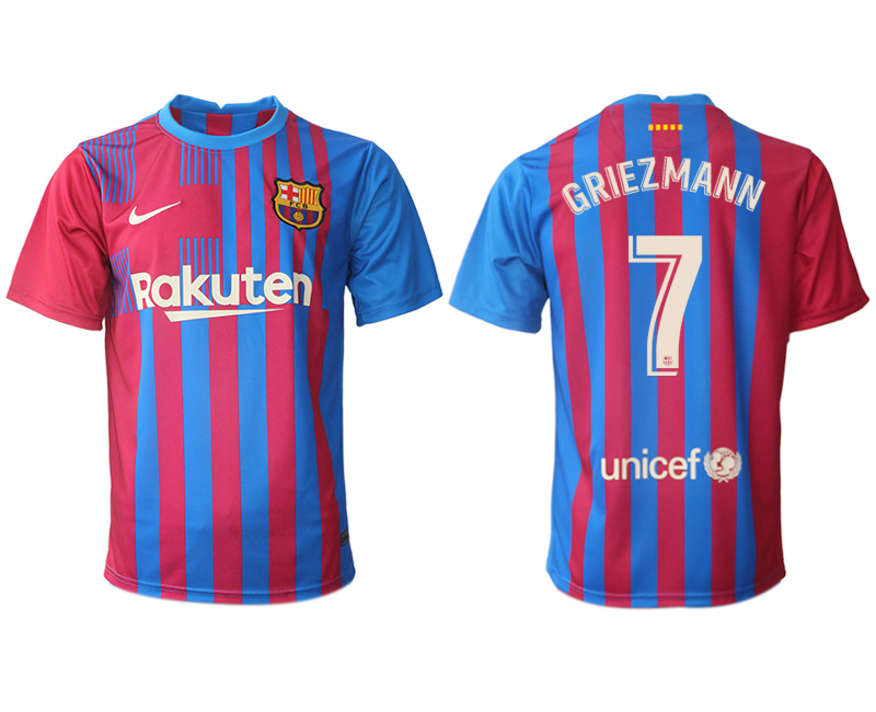 Men 2021-2022 Club Barcelona home aaa version red 7 GRIEZMANN Nike Soccer Jerseys