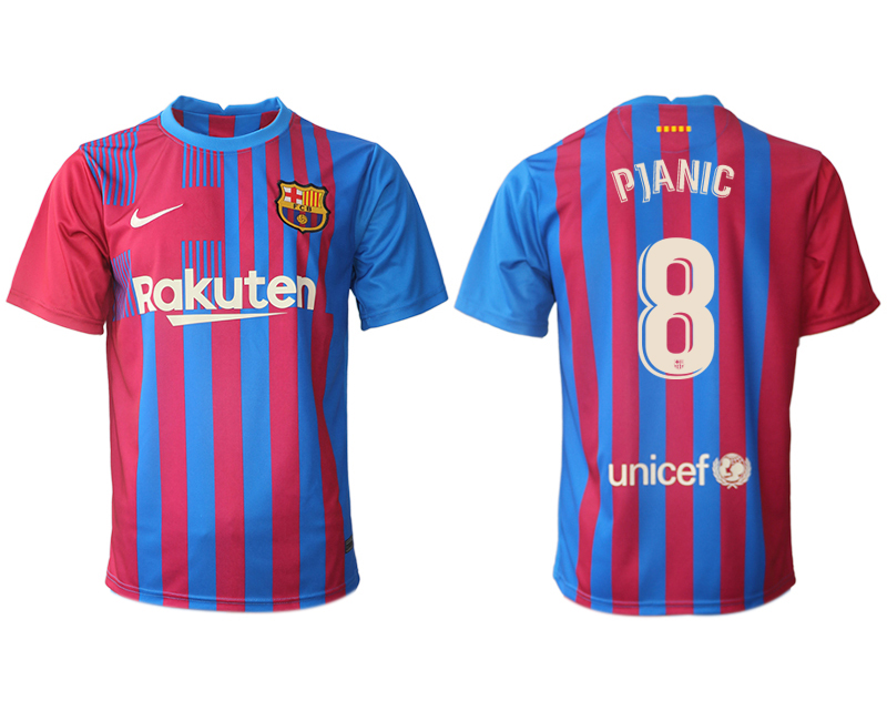 Men 2021-2022 Club Barcelona home aaa version red 8 PJANIC Nike Soccer Jerseys