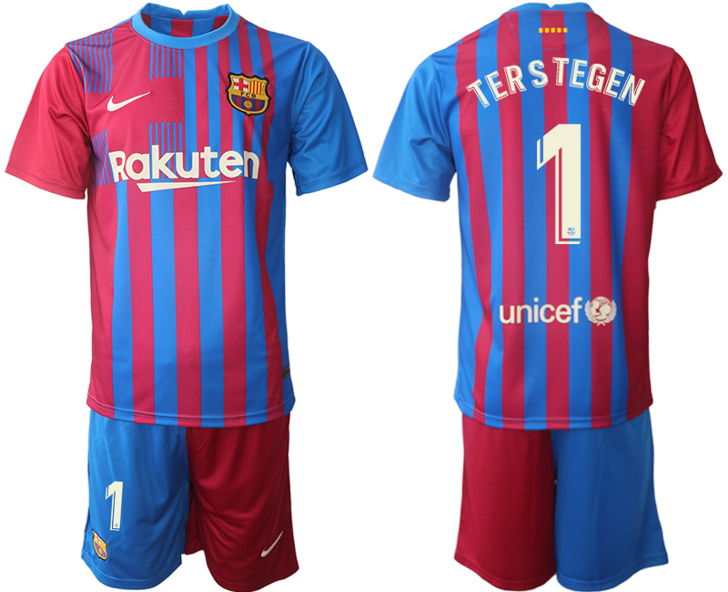 Men 2021-2022 Club Barcelona home red 1 TERSTEGEN Nike Soccer Jerseys