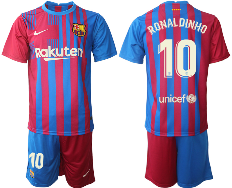 Men 2021-2022 Club Barcelona home red 10 RONALDINHO Nike Soccer Jerseys