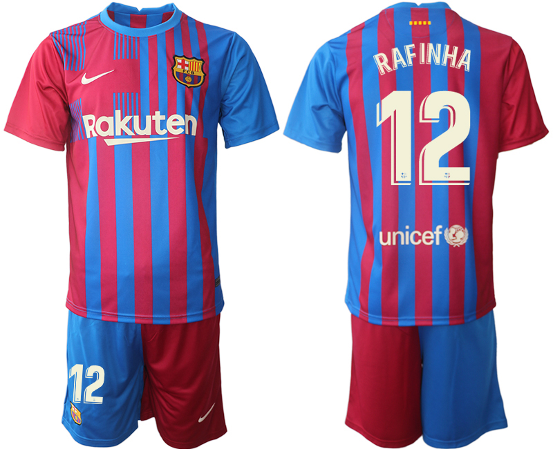 Men 2021-2022 Club Barcelona home red 12 RAFINHA  Nike Soccer Jerseys