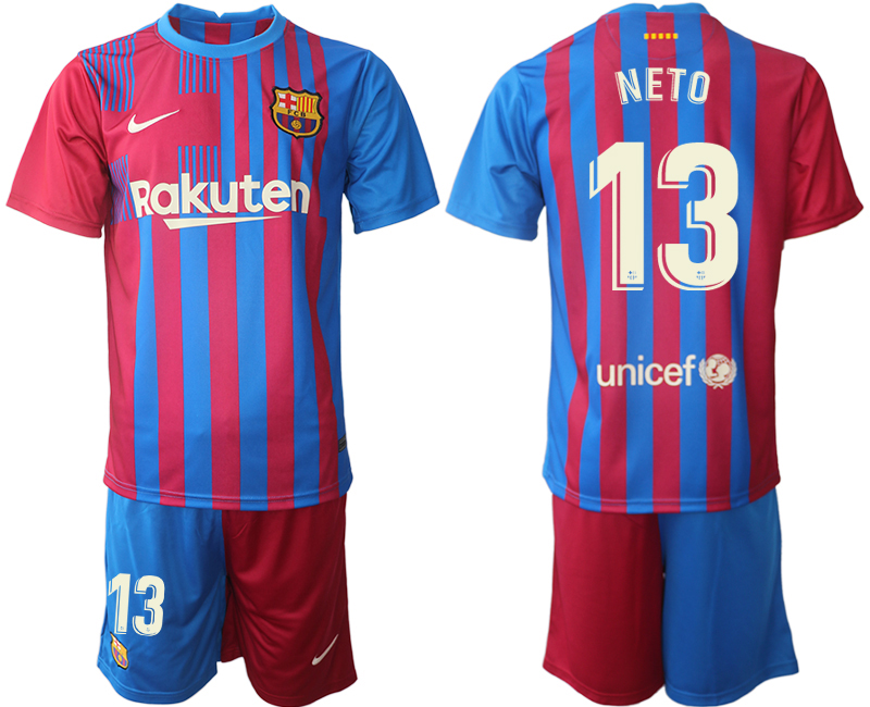 Men 2021-2022 Club Barcelona home red 13 NETO Nike Soccer Jerseys