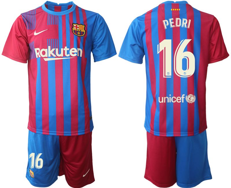 Men 2021-2022 Club Barcelona home red 16 PEDRI Nike Soccer Jersey