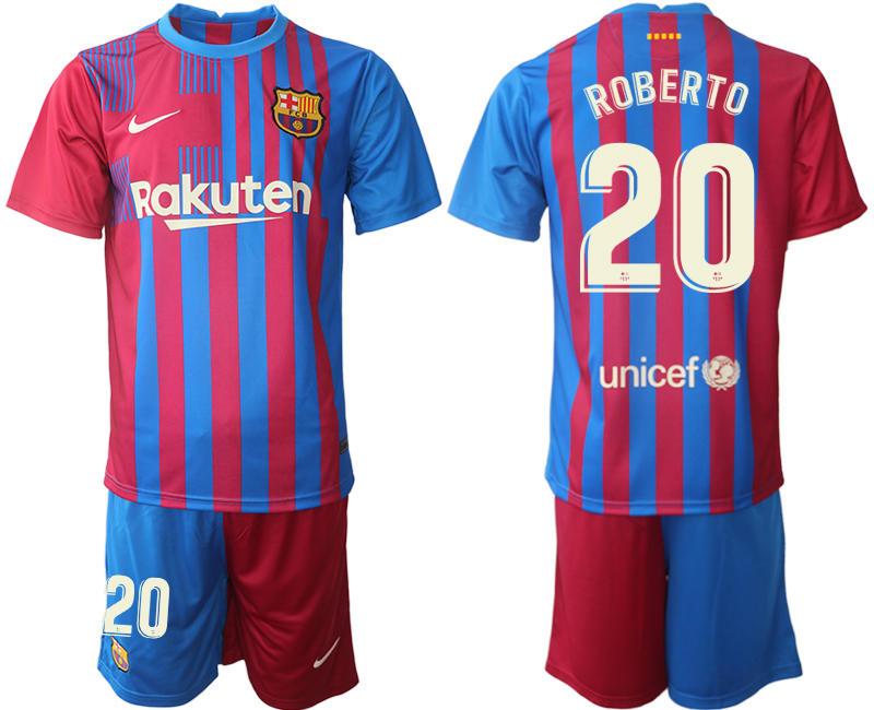 Men 2021-2022 Club Barcelona home red 20 ROBERTO Nike Soccer Jerseys