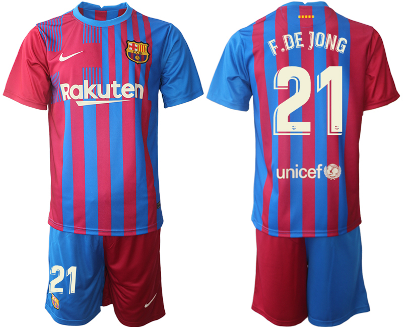 Men 2021-2022 Club Barcelona home red 21 F.DE JONG Nike Soccer Jerseys