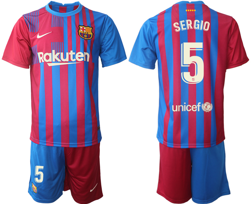 Men 2021-2022 Club Barcelona home red 5 SERGIO Nike Soccer Jerseys