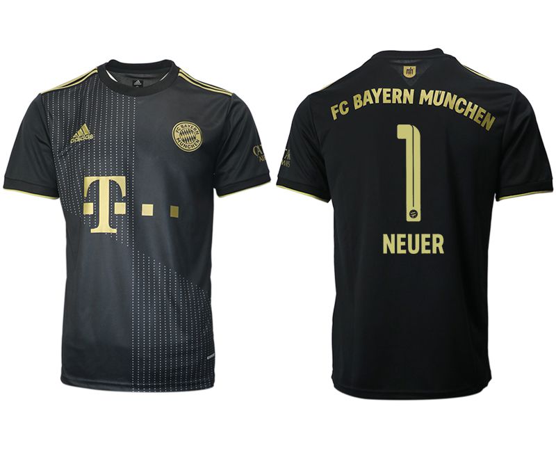 Men 2021-2022 Club Bayern Munich away aaa version black 1 NEUER Adidas Soccer Jersey