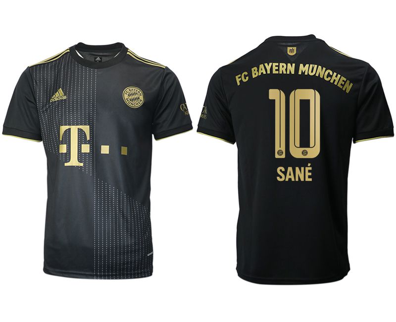 Men 2021-2022 Club Bayern Munich away aaa version black 10 SANE Adidas Soccer Jersey