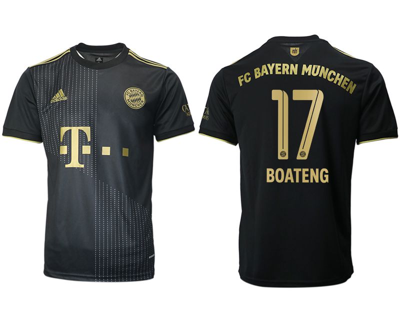 Men 2021-2022 Club Bayern Munich away aaa version black 17 BOATENG Adidas Soccer Jersey