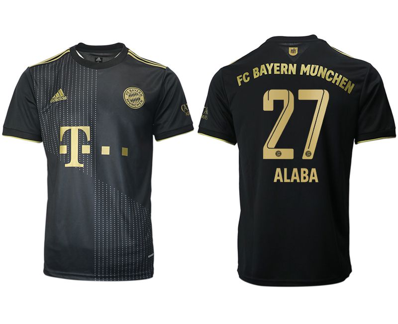 Men 2021-2022 Club Bayern Munich away aaa version black 27 ALABA Adidas Soccer Jersey