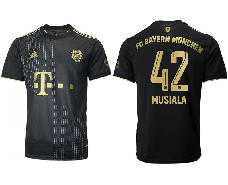 Men 2021-2022 Club Bayern Munich away aaa version black 42 MUSIALA Adidas Soccer Jersey