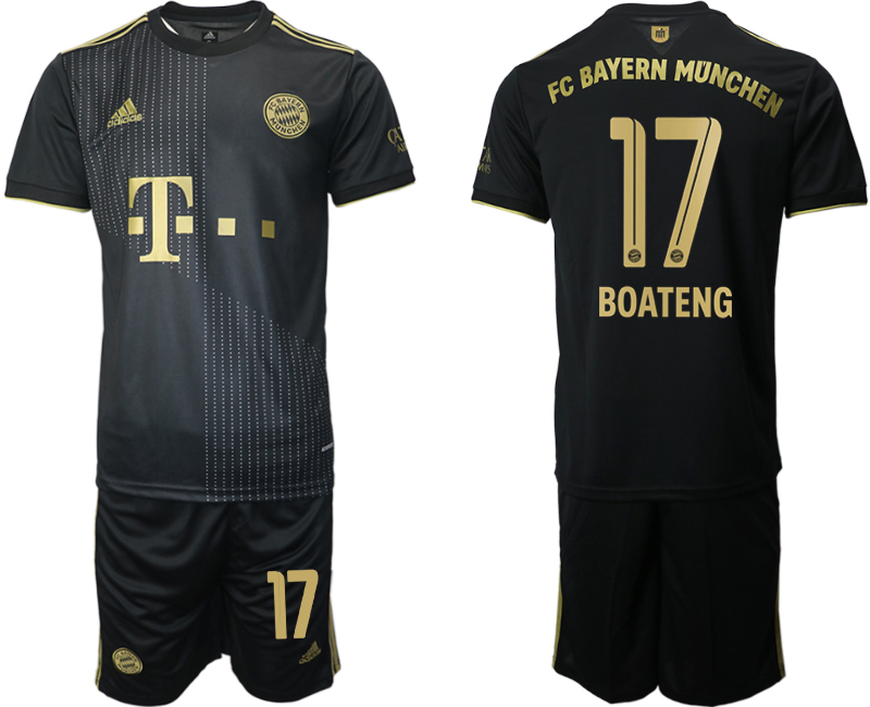 Men 2021-2022 Club Bayern Munich away black 17 BOATENG Adidas Soccer Jersey