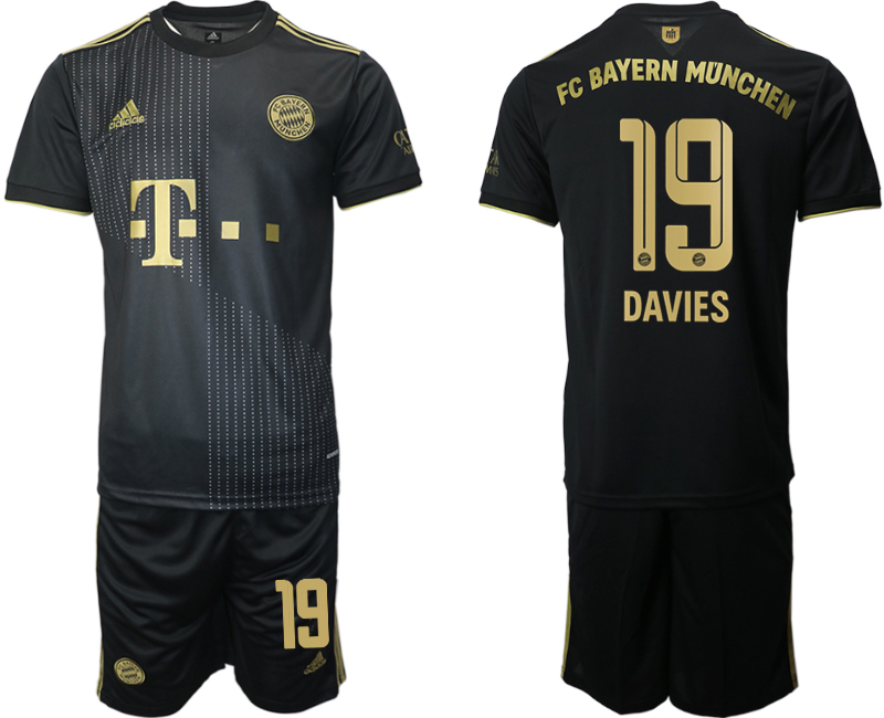 Men 2021-2022 Club Bayern Munich away black 19 DAVIES Adidas Soccer Jersey