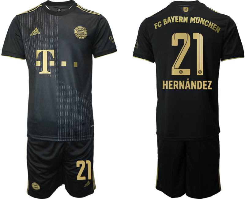 Men 2021-2022 Club Bayern Munich away black 21 HERNANDEZ Adidas Soccer Jersey