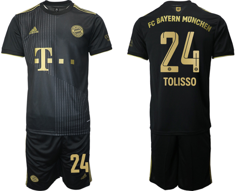 Men 2021-2022 Club Bayern Munich away black 24 TOLISSO Adidas Soccer Jersey