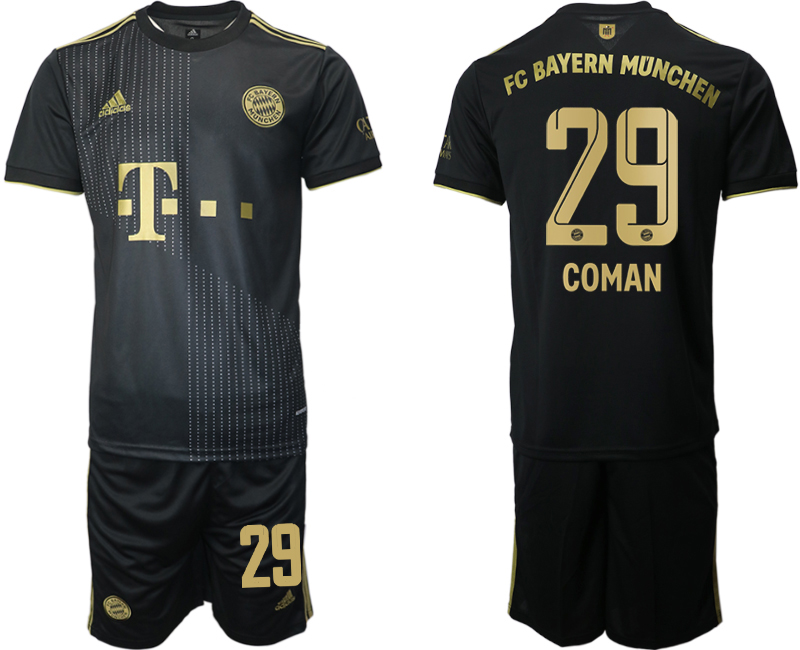 Men 2021-2022 Club Bayern Munich away black 29 COMAN Adidas Soccer Jersey