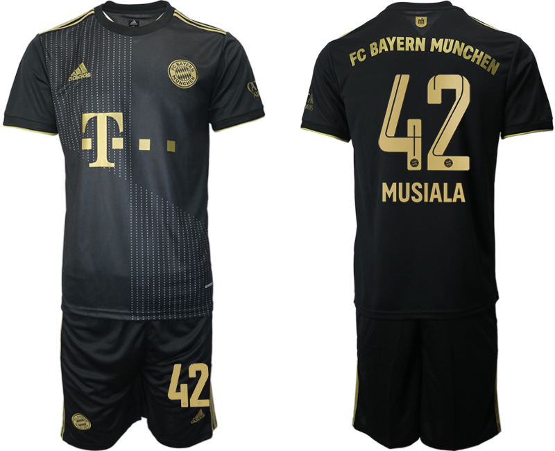 Men 2021-2022 Club Bayern Munich away black 42 MUSIALA Adidas Soccer Jersey