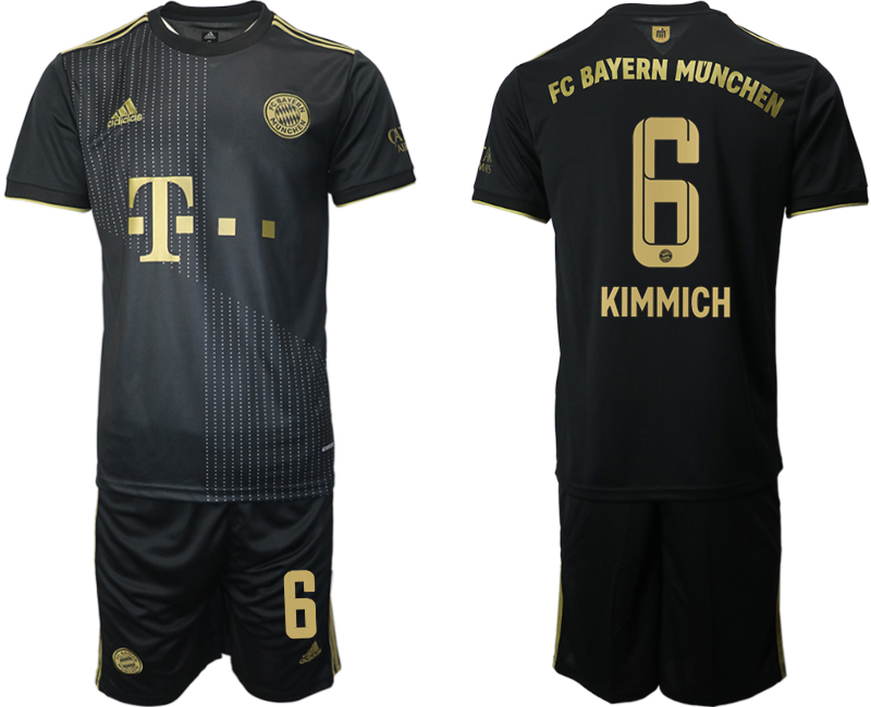 Men 2021-2022 Club Bayern Munich away black 6 KIMMICH Adidas Soccer Jersey