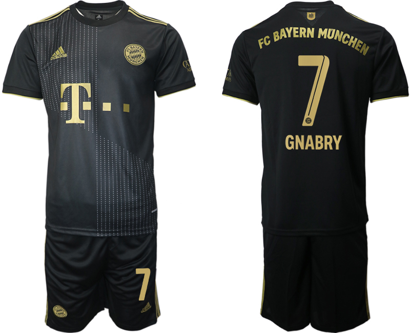 Men 2021-2022 Club Bayern Munich away black 7 GNABRY Adidas Soccer Jersey