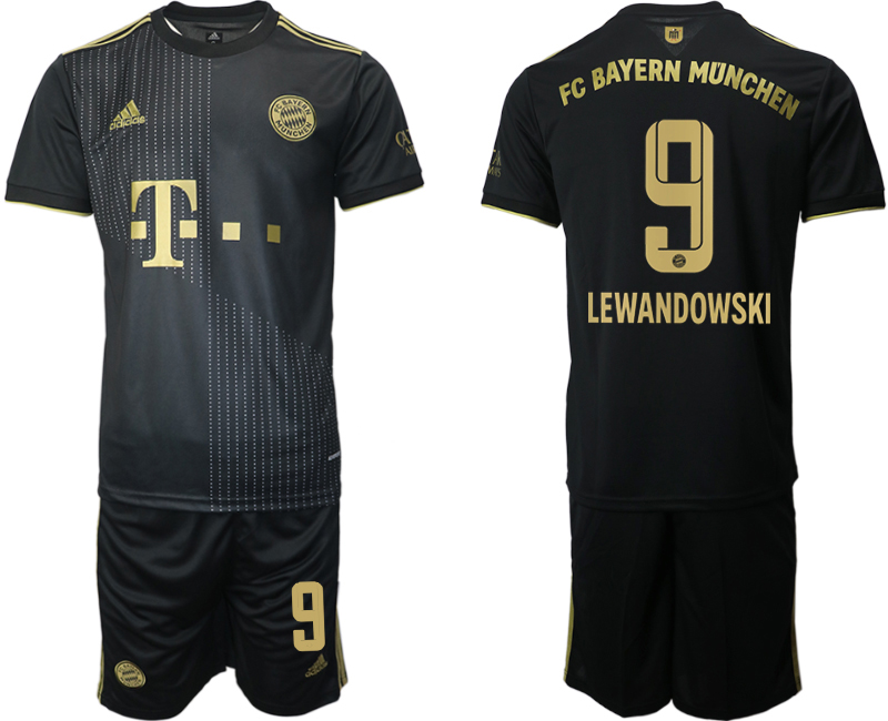 Men 2021-2022 Club Bayern Munich away black 9 LEWANDOWSKI Adidas Soccer Jersey