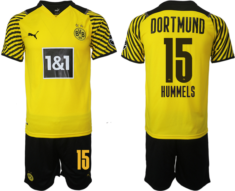 Men 2021-2022 Club Borussia Dortmund home 15 HUMMELS yellow Soccer Jersey