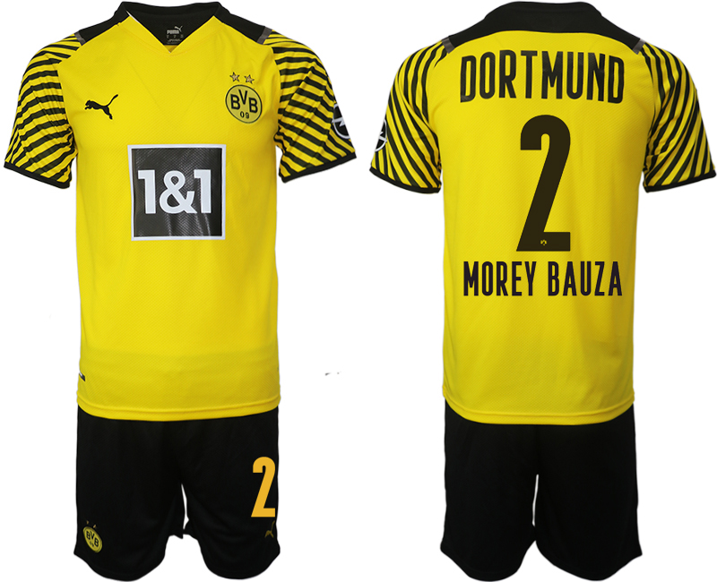 Men 2021-2022 Club Borussia Dortmund home 2 MOREY BAUZA yellow Soccer Jersey