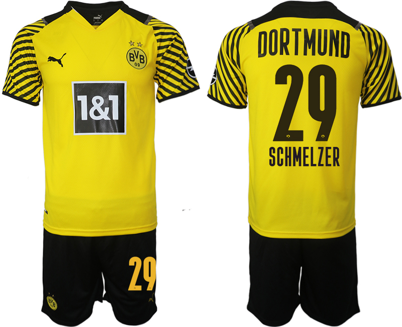 Men 2021-2022 Club Borussia Dortmund home 29 SCHMELZER yellow Soccer Jersey