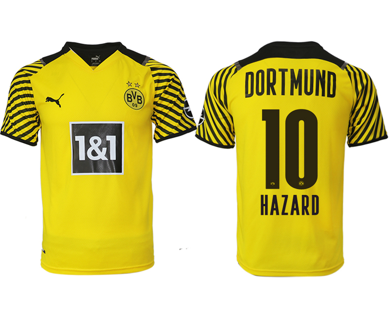 Men 2021-2022 Club Borussia Dortmund home yellow aaa version 10 HAZARD Soccer Jersey