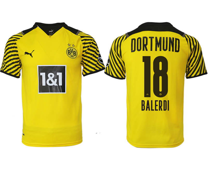 Men 2021-2022 Club Borussia Dortmund home yellow aaa version 18 BALERDI Soccer Jersey