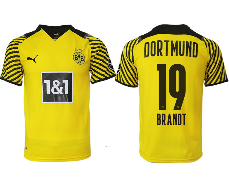 Men 2021-2022 Club Borussia Dortmund home yellow aaa version 19 BRANDT Soccer Jersey