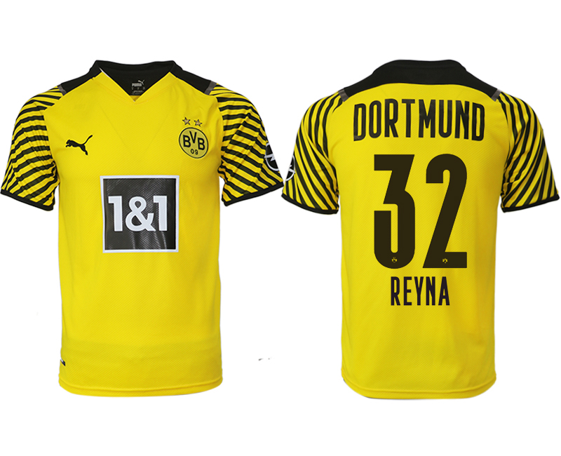 Men 2021-2022 Club Borussia Dortmund home yellow aaa version 32 REYNA Soccer Jersey