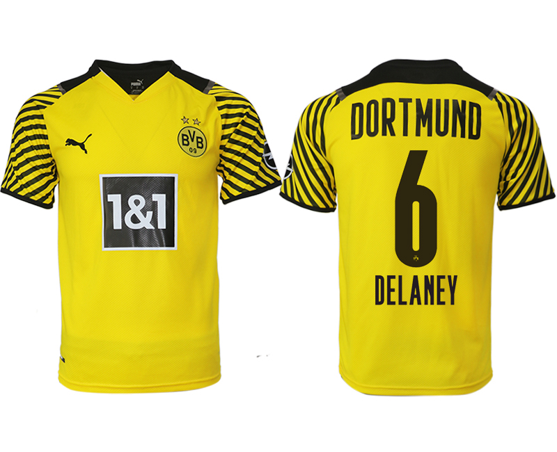 Men 2021-2022 Club Borussia Dortmund home yellow aaa version 6 DELANEY Soccer Jersey