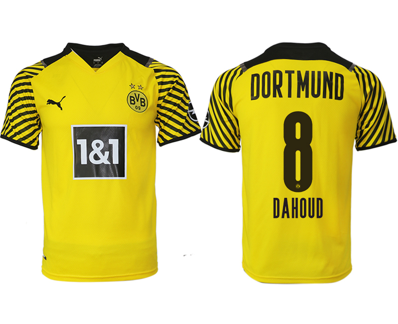 Men 2021-2022 Club Borussia Dortmund home yellow aaa version 8 DAHOUD Soccer Jersey