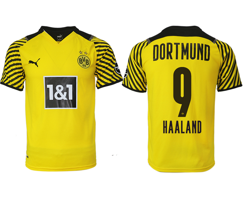 Men 2021-2022 Club Borussia Dortmund home yellow aaa version 9 HAALAND Soccer Jersey