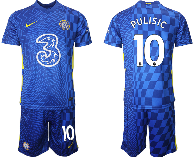 Men 2021-2022 Club Chelsea FC home blue 10 PULISIC Nike Soccer Jerseys