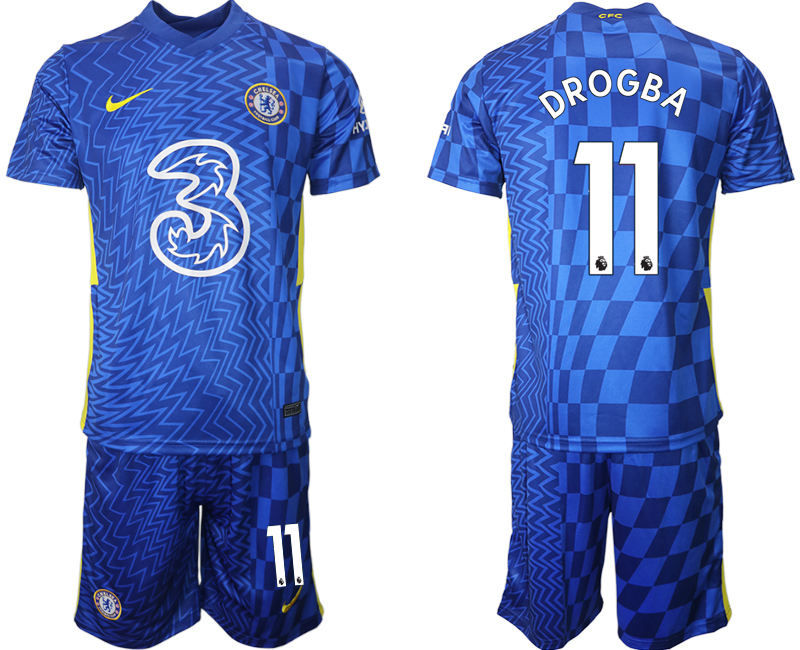 Men 2021-2022 Club Chelsea FC home blue 11 DROGBA Nike Soccer Jerseys