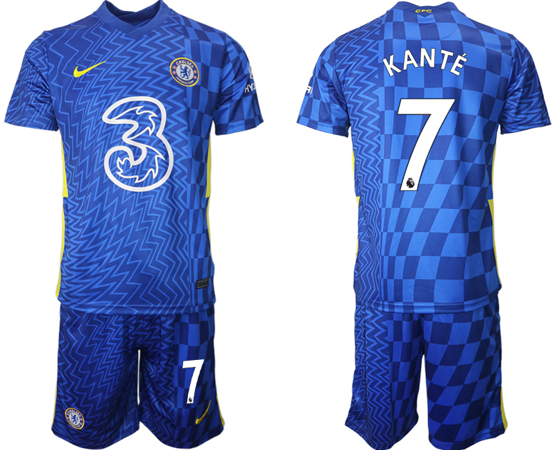 Men 2021-2022 Club Chelsea FC home blue 7 KANTE Nike Soccer Jerseys