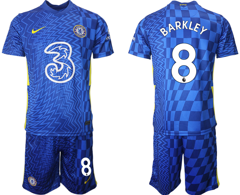 Men 2021-2022 Club Chelsea FC home blue 8 BARKLEY Nike Soccer Jerseys