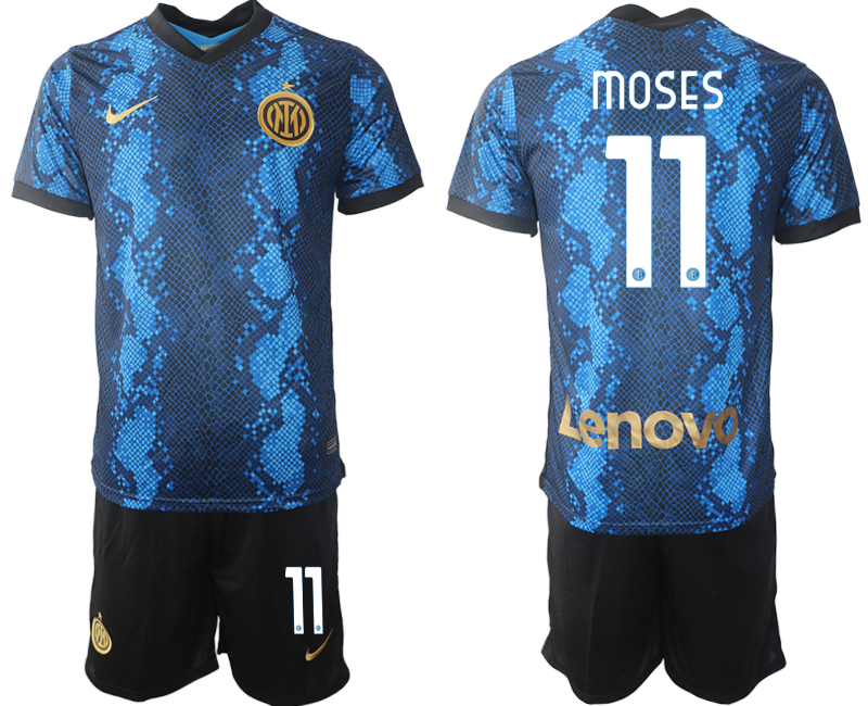 Men 2021-2022 Club Inter Milan home blue 11 MOSES Nike Soccer Jersey