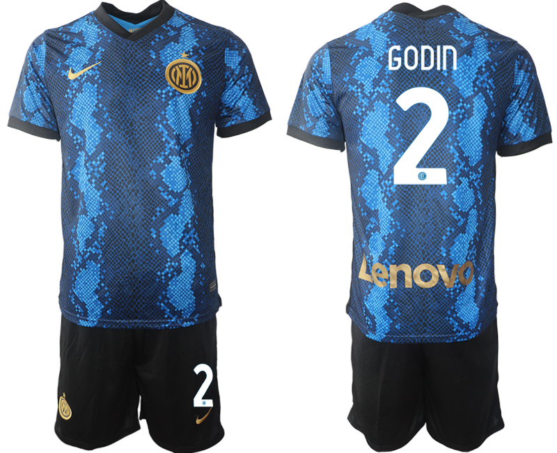 Men 2021-2022 Club Inter Milan home blue 2 GODIN Nike Soccer Jersey