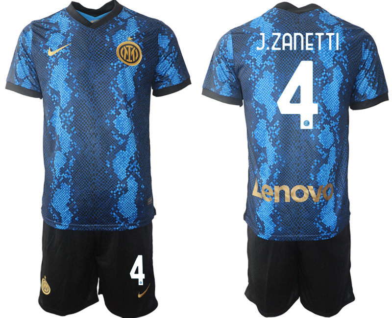 Men 2021-2022 Club Inter Milan home blue 4 J.ZANETTI Nike Soccer Jersey