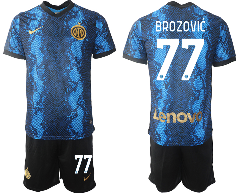 Men 2021-2022 Club Inter Milan home blue 77 BROZOVIC Nike Soccer Jersey