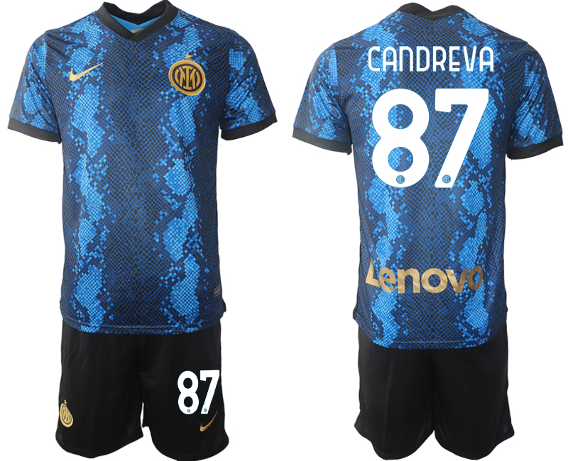 Men 2021-2022 Club Inter Milan home blue 87 CANDREVA Nike Soccer Jersey