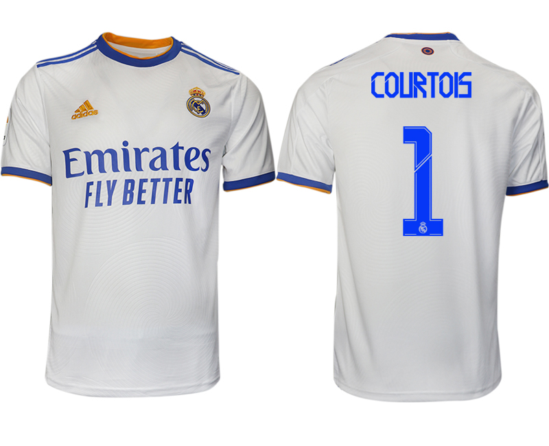 Men 2021-2022 Club Real Madrid home aaa version white 1 COURTOIS Soccer Jerseys