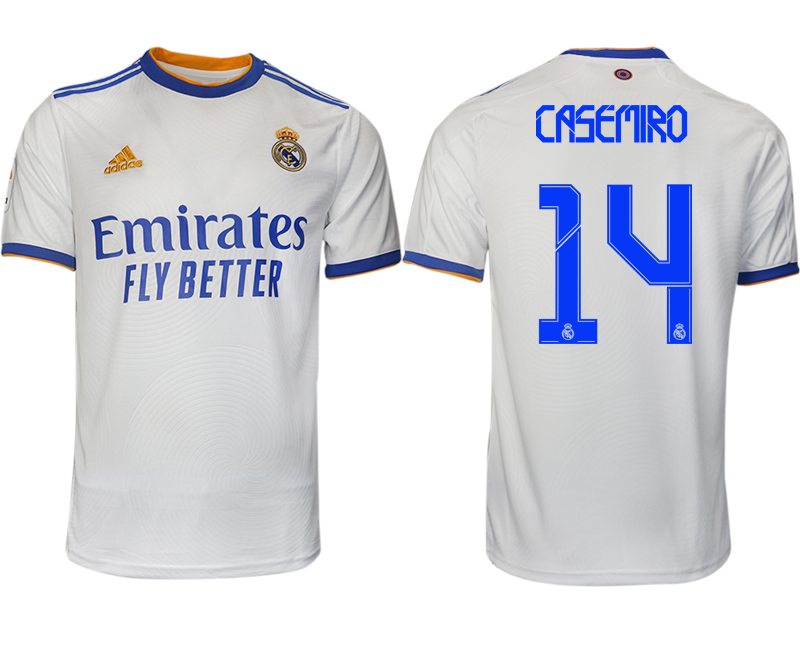 Men 2021-2022 Club Real Madrid home aaa version white 14 CASEMIRO Soccer Jerseys